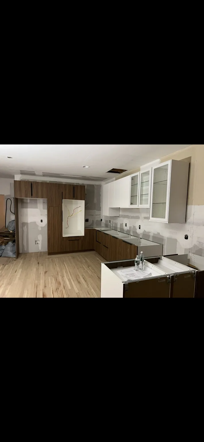 Walnut & White Kitchen with Island — photo 1