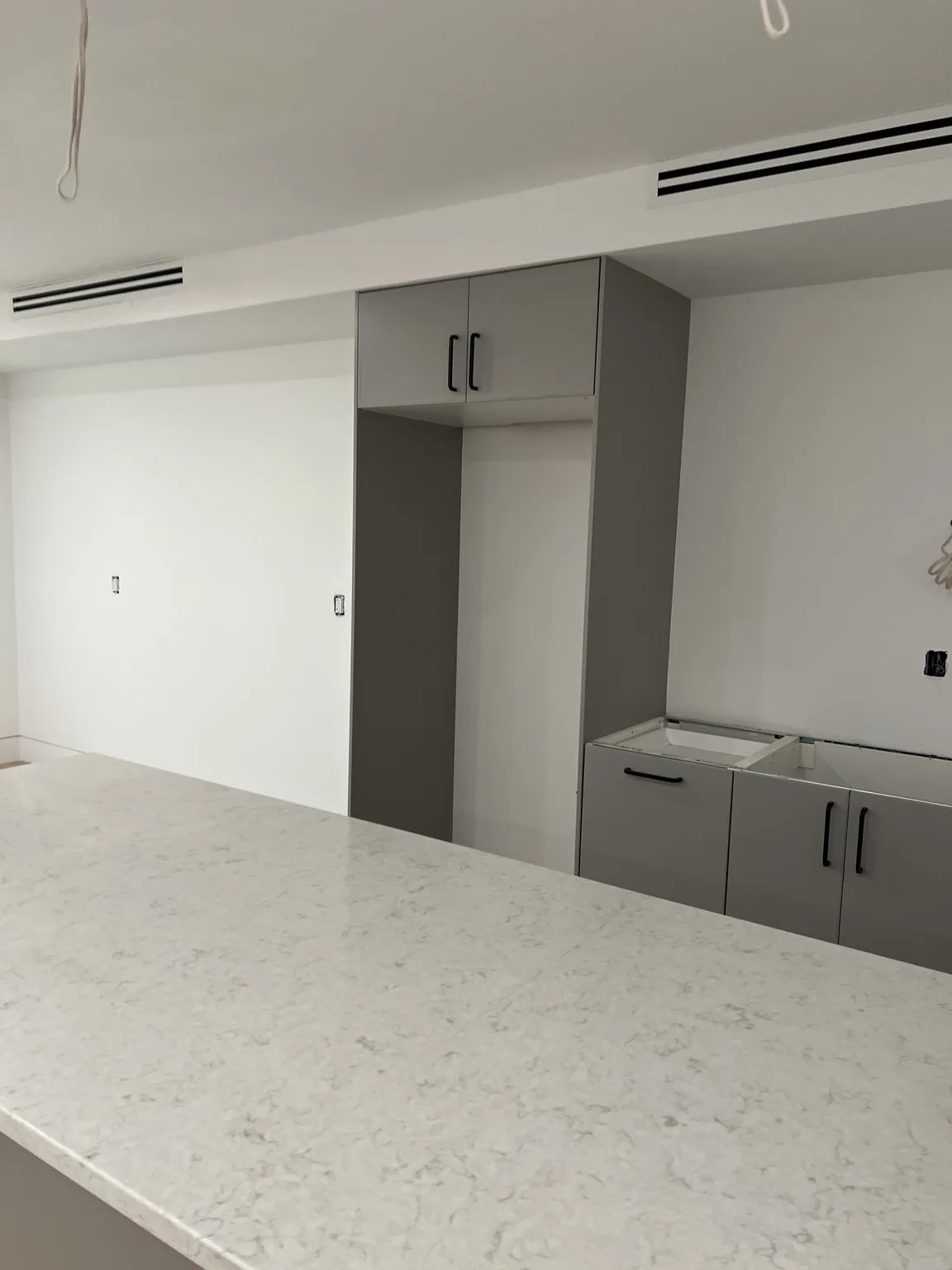 Grey Base Cabinet Installation